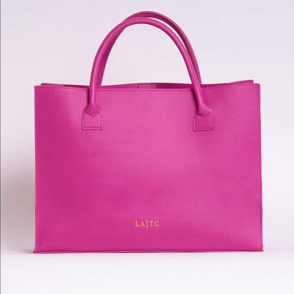 Magenta Large Vegan Leather Tote Bag